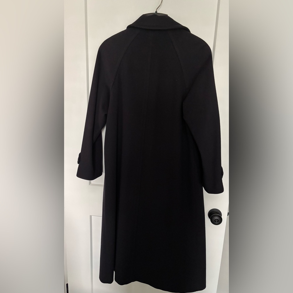 WOMENS FORESTER OF BOSTON INK BLUE 100% WOOL BALMACAAN LONG BUTTON COAT SZ 6 - Picture 4 of 13